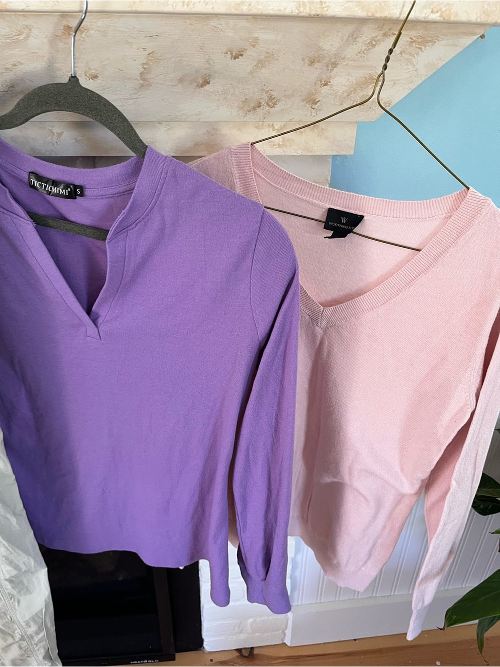 Ticticmimi Purple V-Neck Top & W Pink V-Neck Sweater Duo and Lot of Clothes